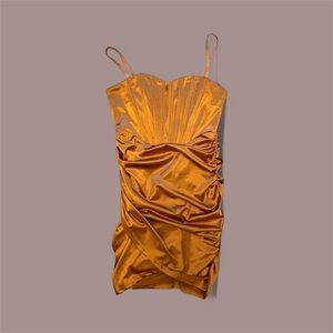 Orange Satin Corset Cocktail Dress